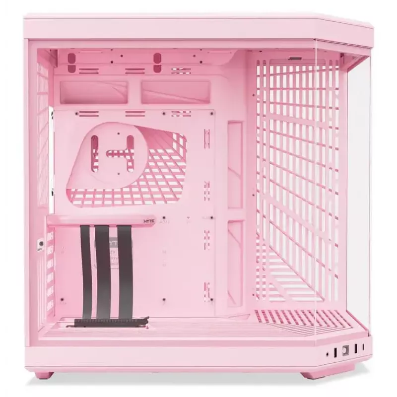 HYTE Y70 Milk Midi Tower PC korpuss, rozā — atbalsta 120/140 mm ventilatorus, 2,5 collu un 3,5 collu diskus, apakšējo barošanas bloku, 320×470×470 mm