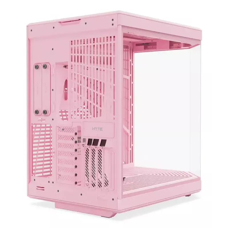 HYTE Y70 Milk Midi Tower PC korpuss, rozā — atbalsta 120/140 mm ventilatorus, 2,5 collu un 3,5 collu diskus, apakšējo barošanas bloku, 320×470×470 mm