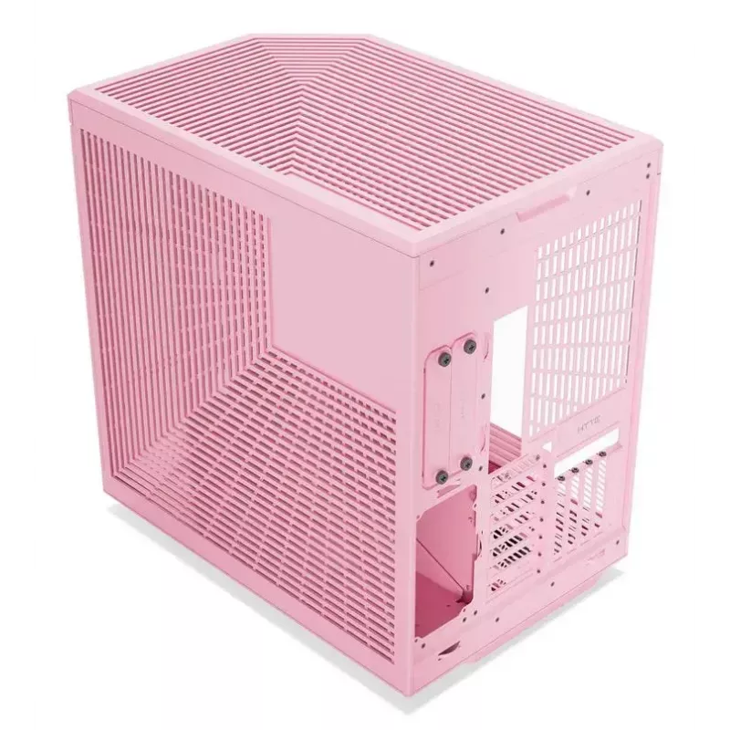 HYTE Y70 Milk Midi Tower PC korpuss, rozā — atbalsta 120/140 mm ventilatorus, 2,5 collu un 3,5 collu diskus, apakšējo barošanas bloku, 320×470×470 mm