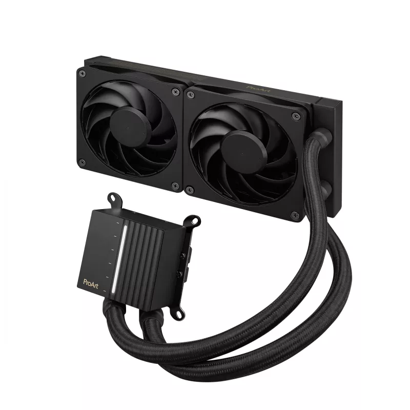Universāls šķidruma dzesētājs ASUS ProArt LC 240, 120 mm ventilatori, melns, atbalsta LGA1700/AM5/AM4/115x/1200