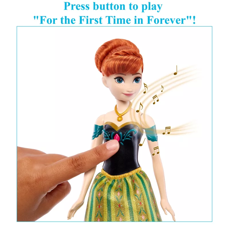 Disney Frozen dziedošā Annas lelle – dzied “For the First Time in Forever” 4 valodās no filmas