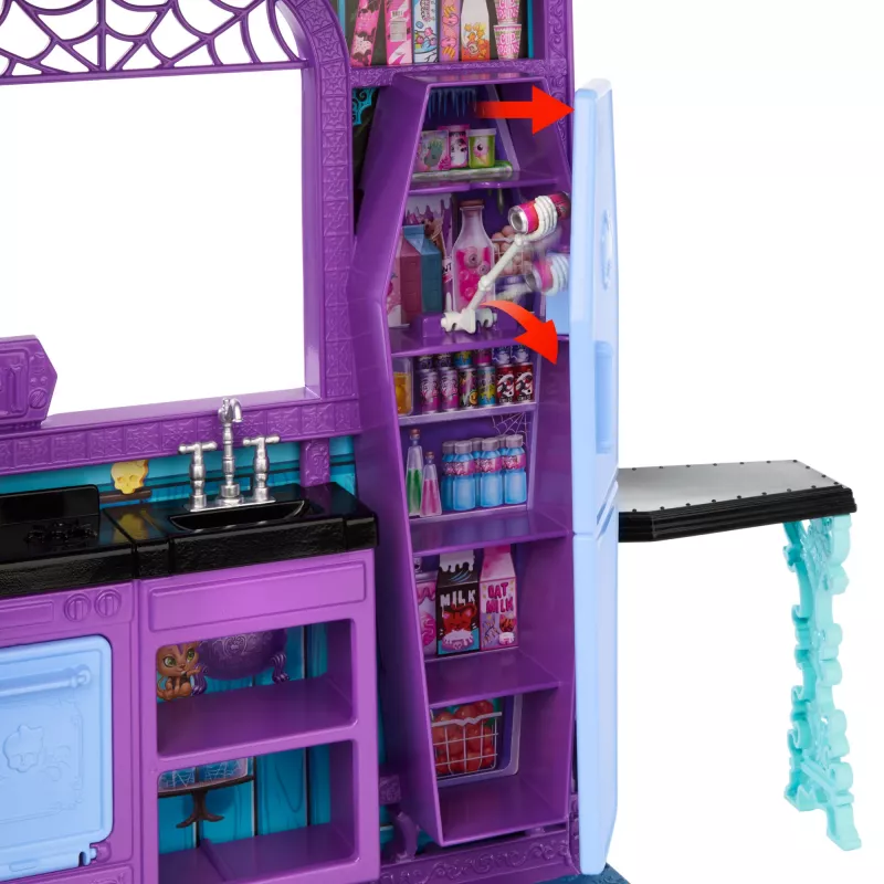 Monster High Boo-tique Hotel leļļu namiņš ar spocīgiem pārsteigumiem katrā istabā un 13+ aksesuāriem
