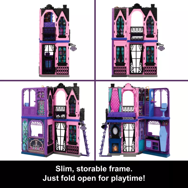 Monster High Boo-tique Hotel leļļu namiņš ar spocīgiem pārsteigumiem katrā istabā un 13+ aksesuāriem