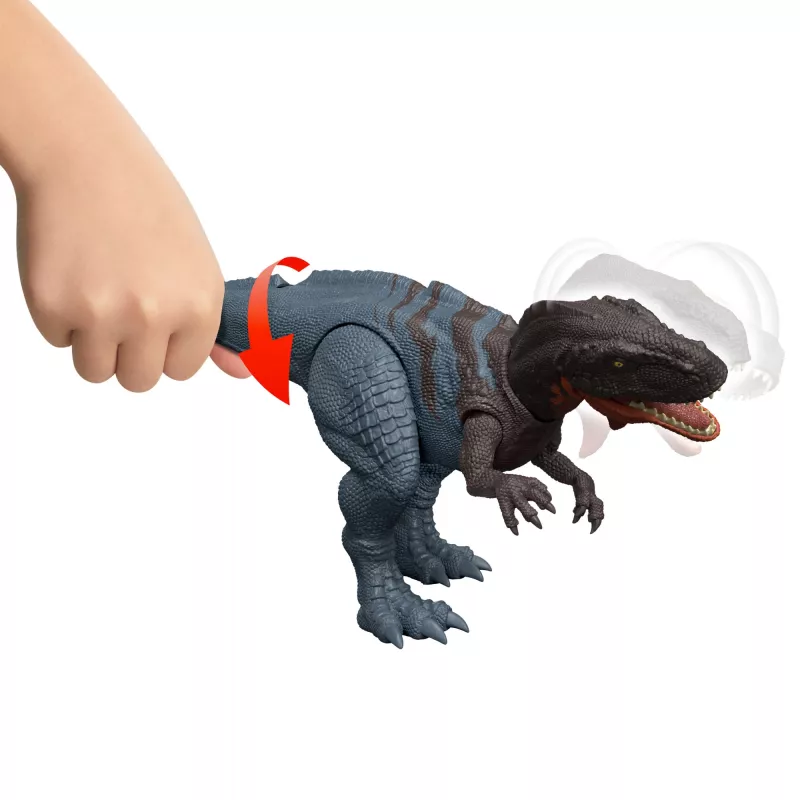 Jurassic World Rebirth Wild Roar Abelisaurus rotaļu dinozaurs, ar astes vadāmu uzbrukuma kodiens un skaņa