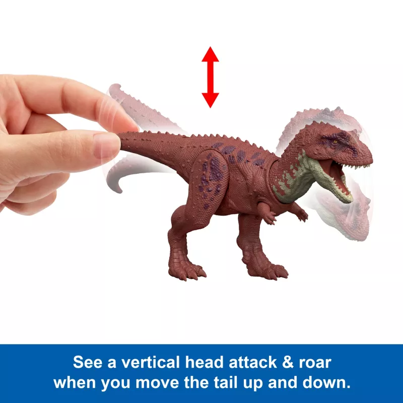 Jurassic World Rebirth Wild Roar Aucasaurus Dinozauru Rotaļlieta, Ar Asti Vadāms Uzbrukuma Kodums un Skaņa
