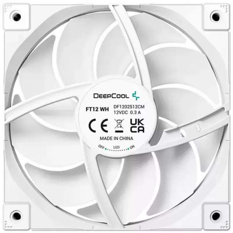 Korpusa ventilators DeepCool FT12 WH 120 x 120 x 25 mm, balts, 120 mm