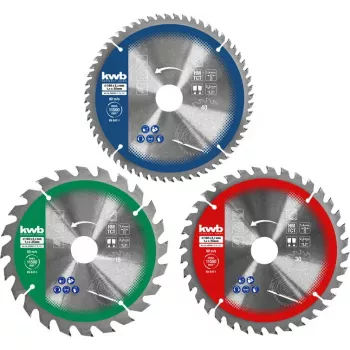 Apaļzāģa asmeņu komplekts Einhell-KWB 584795, Ø165 mm, urbums 20 mm, 3 gab. skaidu plātnēm, cietkokam, saplāksnim, plastmasai, mīkstkokam