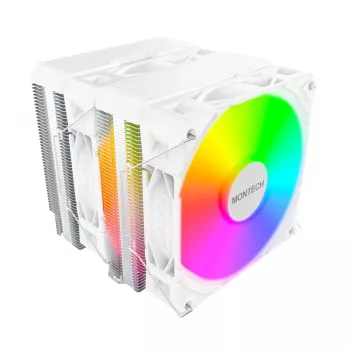 Gaisa CPU dzesētājs Montech NX600 ARGB 120 mm ventilators, Balts, 800–2000 RPM, hidrodinamiskais gultnis, atbalsta AM4/AM5/LGA115x/1200/1700