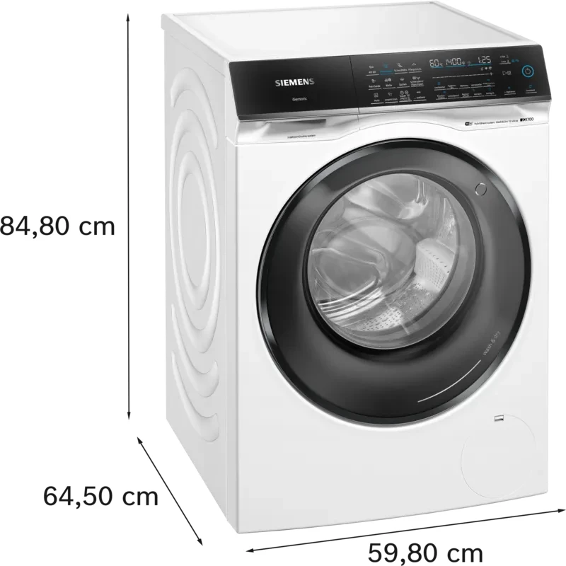Siemens iQ700 WN54C2A40 veļas mazgājamā mašīna ar žāvētāju Brīvi stāvoša Ielādēšana no priekšas Balta