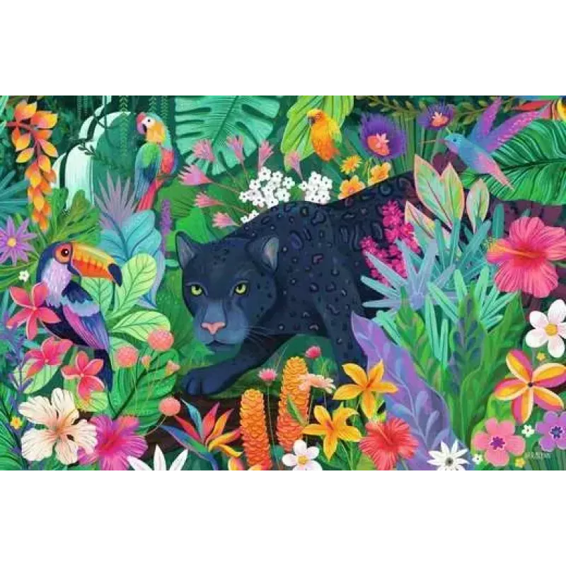 Jigsaw Puzzle Ravensburger Panther in the Blooming Jungle — 3000 gab., lielformāta brīvā laika puzle