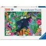 Jigsaw Puzzle Ravensburger Panther in the Blooming Jungle — 3000 gab., lielformāta brīvā laika puzle