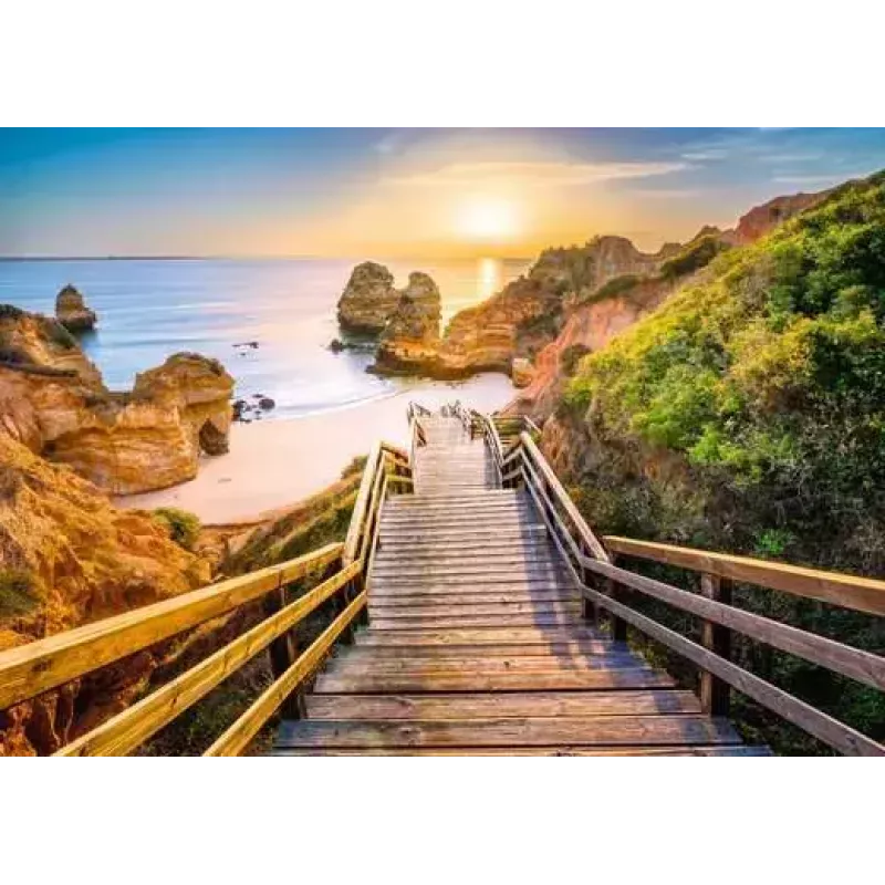 Puzle Ravensburger Stairway to Camilo Beach Portugal, 1000 gabali, 700 mm platums