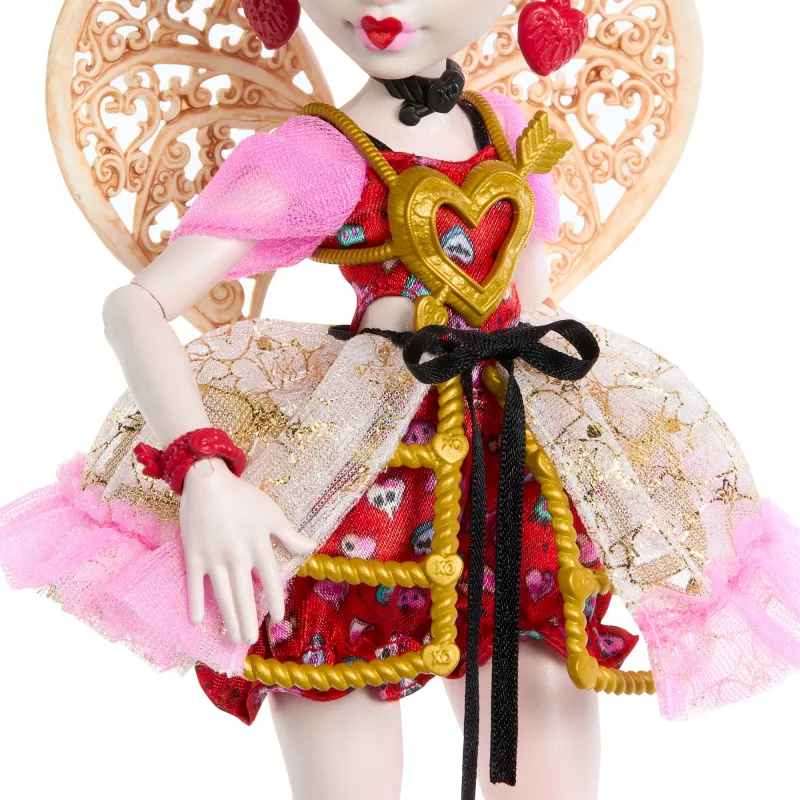 Lelle MATTEL Monster High Scary Sweet Birthday Cupid Asteria – kolekcionējama modes lelle, kustīga, tematisks tērps