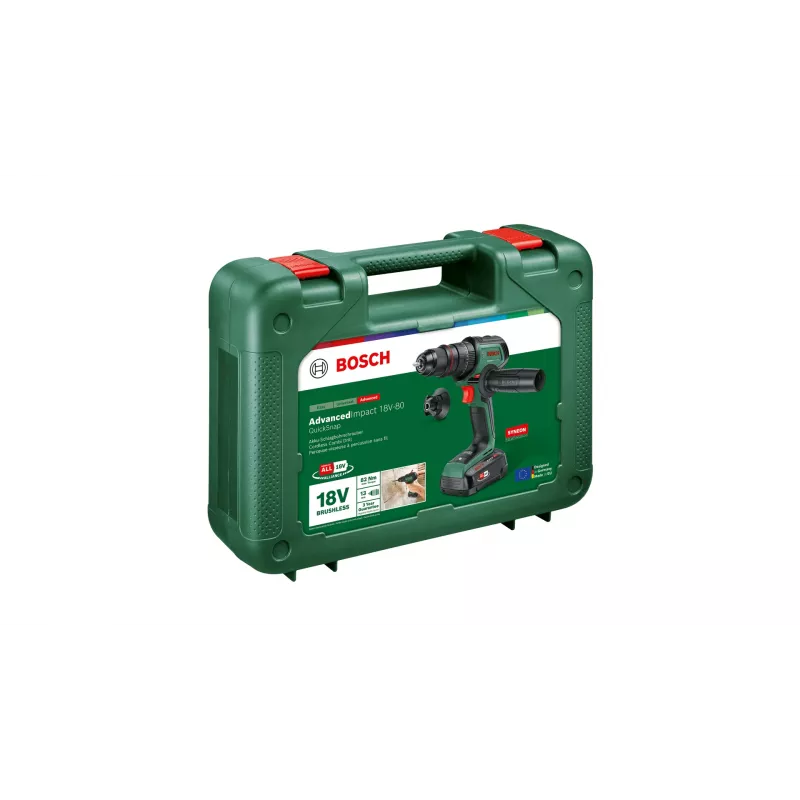 Bosch AdvancedImpact 18V-80 QuickSnap 1950 RPM bezatslēgas patrona 890 g melns, zaļš
