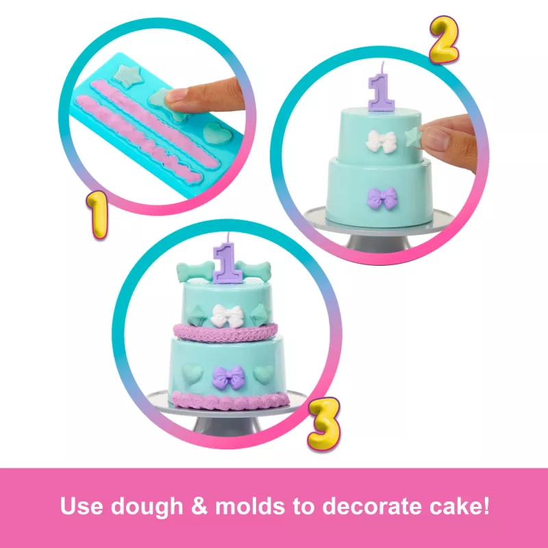 Barbie Party Unboxed Pet Birthday Series lelle un piederumi, Party Stars komplekts ar 10 pārsteigumiem