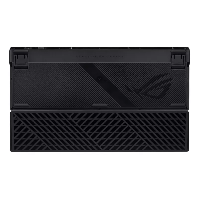 Mehāniskā spēļu tastatūra ASUS ROG Azoth 96 HE — 96% QWERTZ, USB + RF bezvadu + Bluetooth, magnētiski-mehāniskie slēdži, RGB, melna
