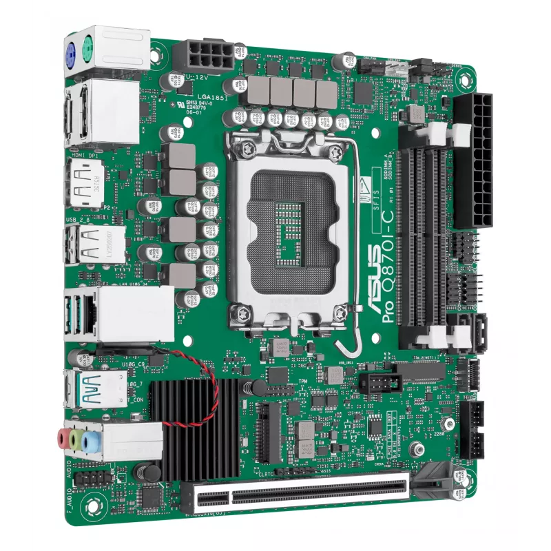 Mini ITX mātesplate ASUS PRO Q870I-C-CSM LGA 1851, Intel Q870, DDR5 SO‑DIMM, 2 sloti, līdz 128 GB