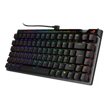 Mehāniskā spēļu tastatūra ASUS ROG Falchion Ace 75% — USB, magnētiski mehāniskie slēdži, RGB, melna