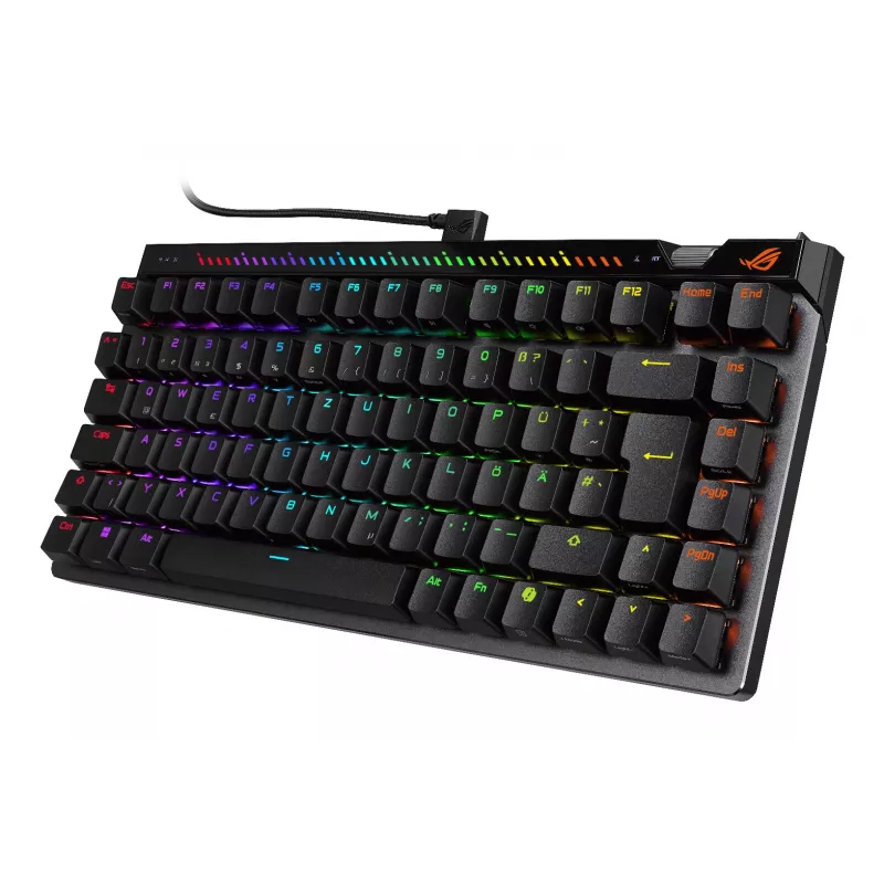 Mehāniskā spēļu tastatūra ASUS ROG Falchion Ace 75% — USB, magnētiski mehāniskie slēdži, RGB, melna