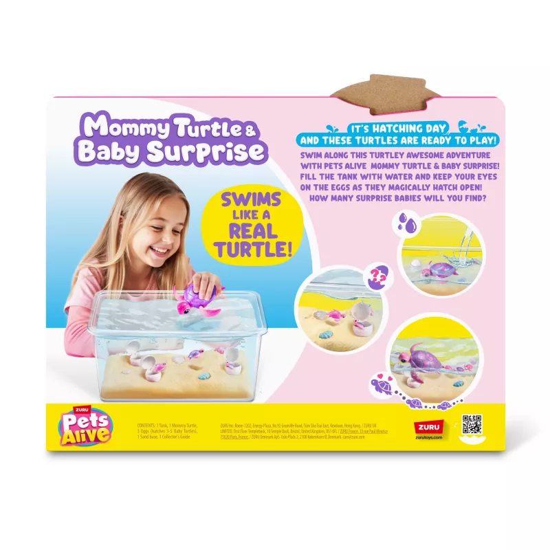 Zuru Pets Alive Mommy Turtle Surprise interaktīva rotaļlieta, daudzkrāsaina, LR44 baterija