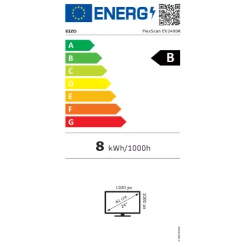 Datora monitors EIZO FlexScan EV2400R-WT — 23,8 collas (60,5 cm) Full HD IPS, 1920×1080, 5 ms, USB centrmezgls, skaļruņi, augstuma regulēšana, VESA, balts