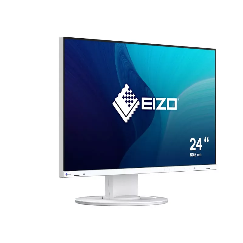 Datora monitors EIZO FlexScan EV2400R-WT — 23,8 collas (60,5 cm) Full HD IPS, 1920×1080, 5 ms, USB centrmezgls, skaļruņi, augstuma regulēšana, VESA, balts