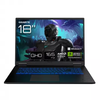 GIGABYTE GAMING A18 3VHK3DEC64SH portatīvais dators AMD Ryzen™ 7 260 45,7 cm (18 collas) WQXGA 32 GB DDR5-SDRAM 1 TB SSD NVIDIA GeForce RTX 5060 Wi-Fi 6E (802.11ax) Windows 11 Home Melns
