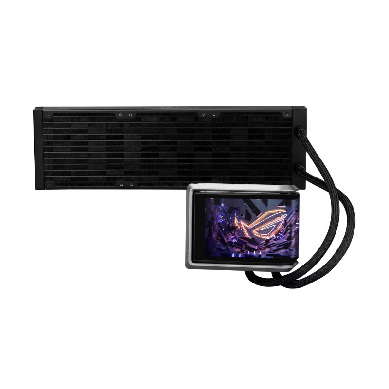 Universāls šķidruma dzesētājs ASUS ROG RYUO IV 360 ARGB — 360 mm radiators, 120 mm ventilatori, melns