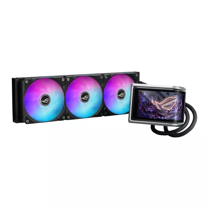 Universāls šķidruma dzesētājs ASUS ROG RYUO IV 360 ARGB — 360 mm radiators, 120 mm ventilatori, melns