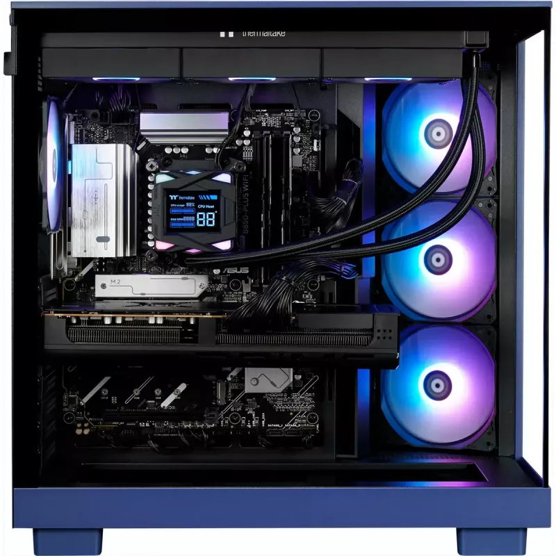 Galddatora spēļu dators THERMALTAKE FTW V380XL 9070XT purpura/caurspīdīgs ar Windows 11 Pro