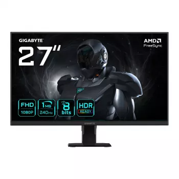 GIGABYTE GS27F2 27 collu FHD spēļu monitors — 1920 × 1080, 240 Hz, 1 ms, 300 cd/m², FreeSync, HDR gatavs, HDMI 2.0, DisplayPort 1.4