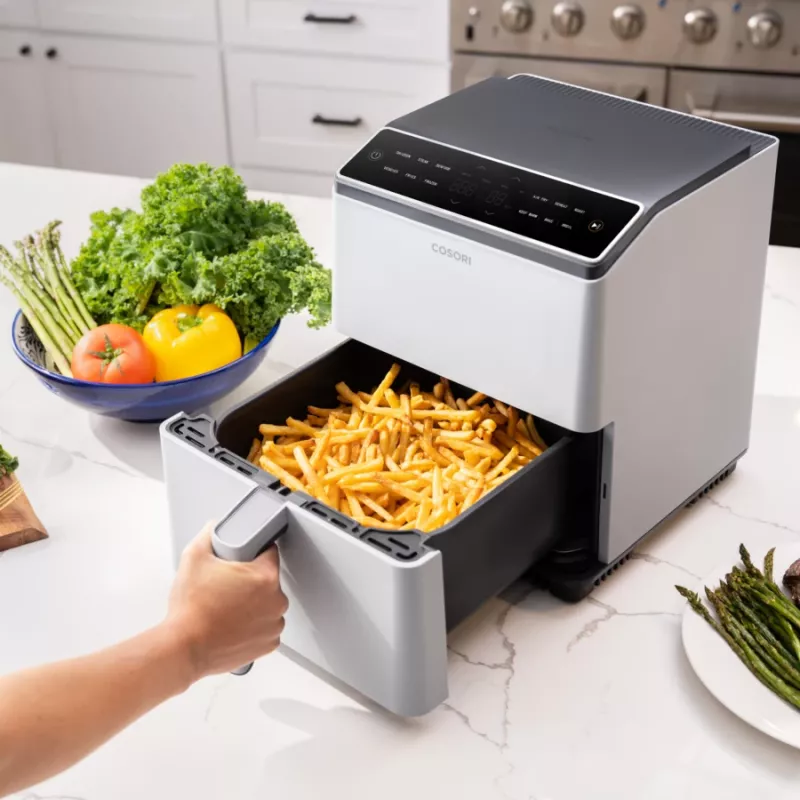 Cosori Dual Blaze viena 6,4 l brīvstāvoša 1750 W karstā gaisa fritieris gaiši pelēks