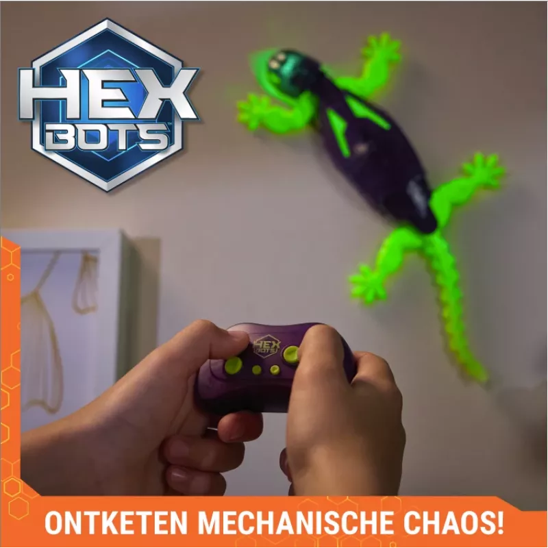 HEX BOTS Glow-in-the-Dark Gecko, uzlādējams tālvadības robots bērnu rotaļlietas, kāpj pa sienām joku rotaļlietām un spēlēm, RC robots zēniem un meitenēm no 4 gadu vecuma