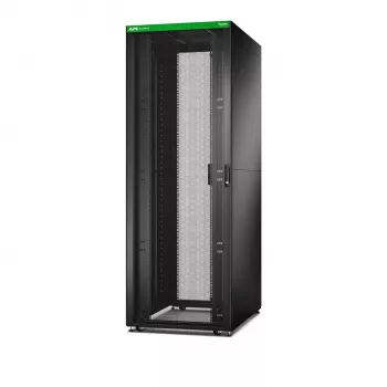 Brīvi stāvošs serveru plaukts APC Easy Rack 48U (melns) ar jumtu, riteņiem, kājām, 4 kronšteiniem, sānu paneļiem — 2258H x 800W x 1200D mm