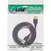 InLine USB 2.0 plakanais kabelis, A tipa vīris/ sievišķis, apzeltīti kontakti, melns, 2 m