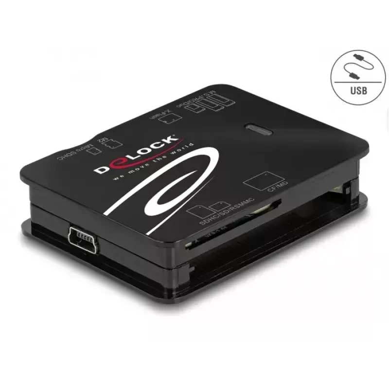 Karšu lasītājs DeLOCK 91007 USB 2.0 melns CF MMC MS MicroSD xD