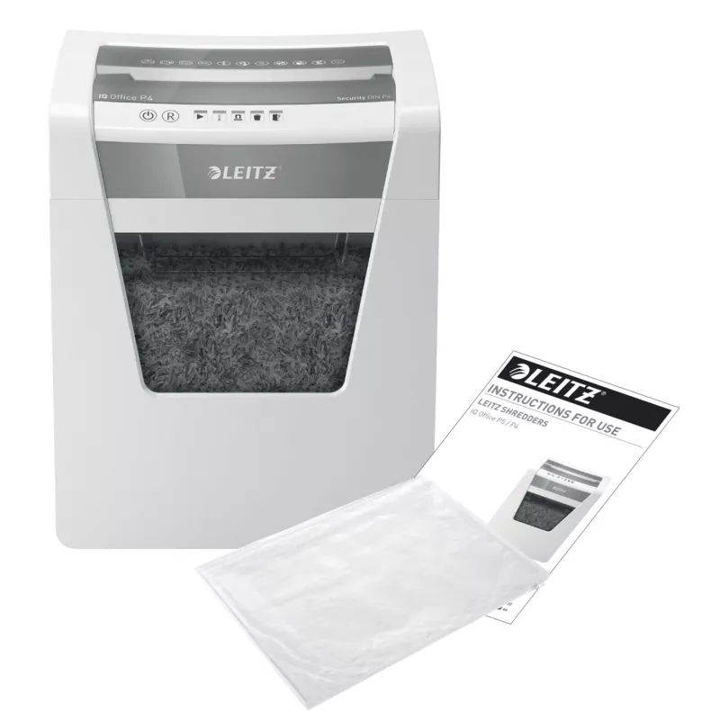 Leitz IQ Office papīra smalcinātājs P4, krustveida smalcināšana, 22.3 cm, 4 x 40 mm, 23 L, 225 loksnes, 55 dB