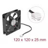 DELOCK 67303 Computer Case Fan 120 mm, 24 V, Ball Bearing, Melns