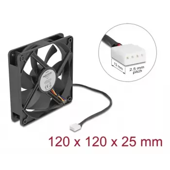 DELOCK 67303 Computer Case Fan 120 mm, 24 V, Ball Bearing, Melns