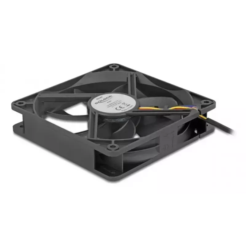 DELOCK 67303 Computer Case Fan 120 mm, 24 V, Ball Bearing, Melns