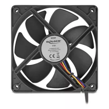 DELOCK 67303 Computer Case Fan 120 mm, 24 V, Ball Bearing, Melns