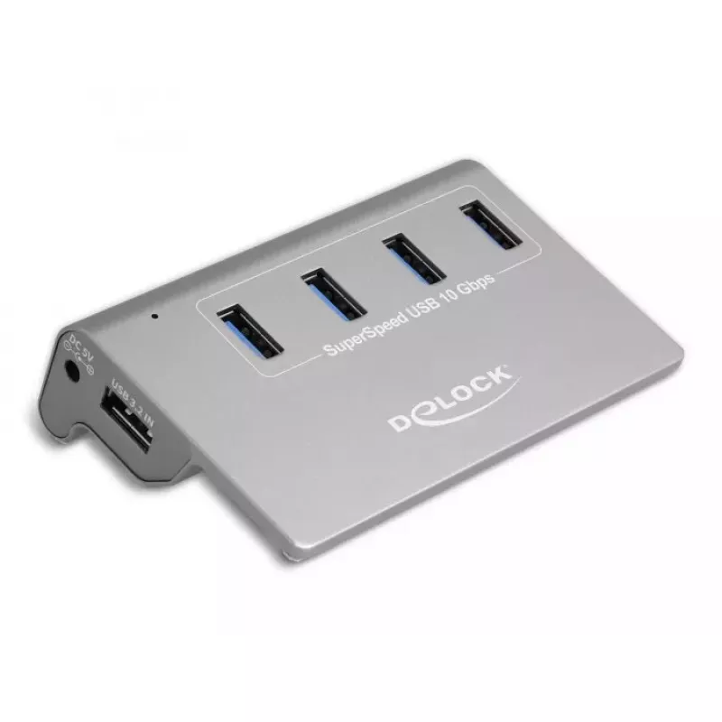 DeLOCK 64181 USB centrmezgls 3.2 Gen 2 Type-A 10000 Mbit/s pelēks