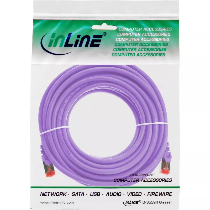 InLine komutācijas kabelis S/FTP PiMF Cat.6 250MHz PVC vara violets 10m