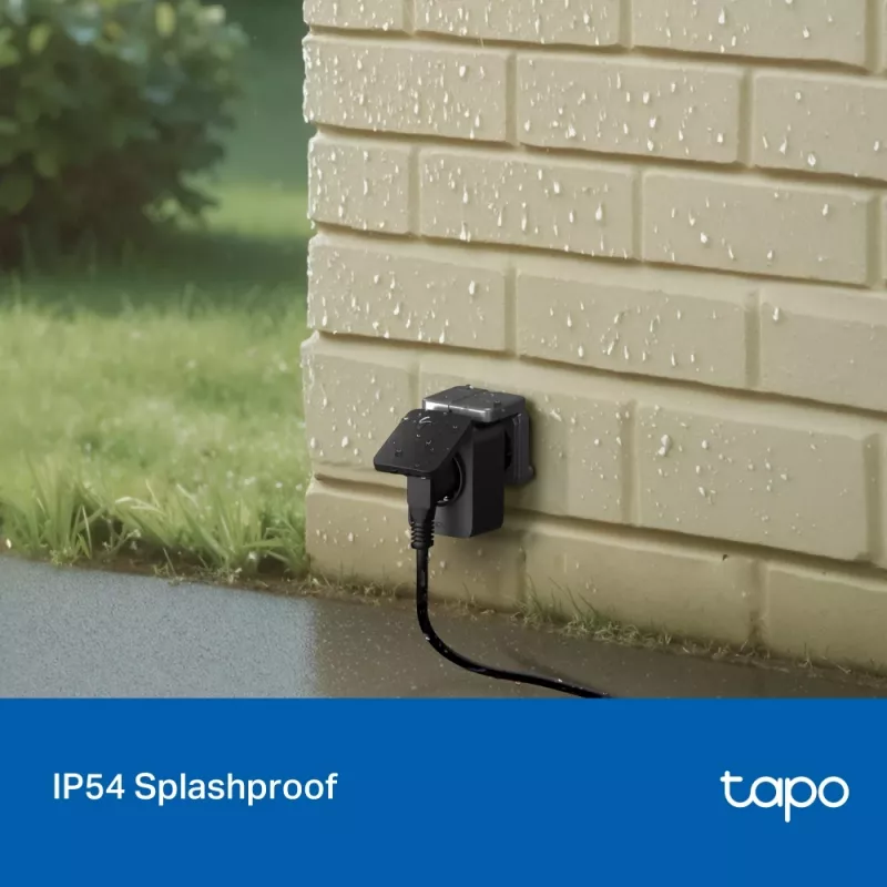 Viedais kontaktdakša TP-Link Tapo P410M — āra Wi‑Fi ligzda, 3680 W, 200–250 V, melna