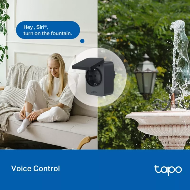 Viedais kontaktdakša TP-Link Tapo P410M — āra Wi‑Fi ligzda, 3680 W, 200–250 V, melna