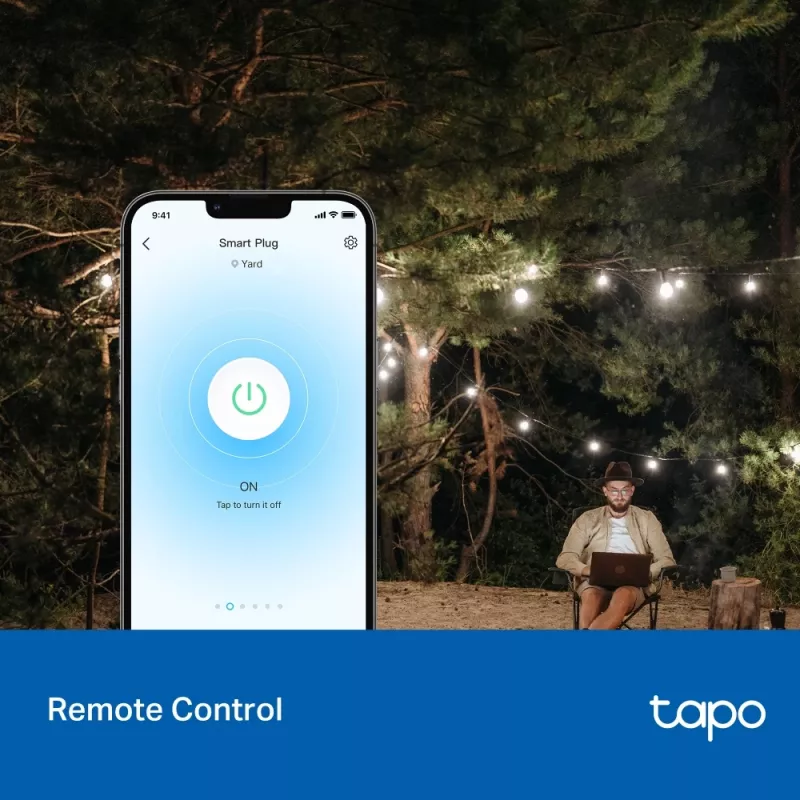 Viedais kontaktdakša TP-Link Tapo P410M — āra Wi‑Fi ligzda, 3680 W, 200–250 V, melna
