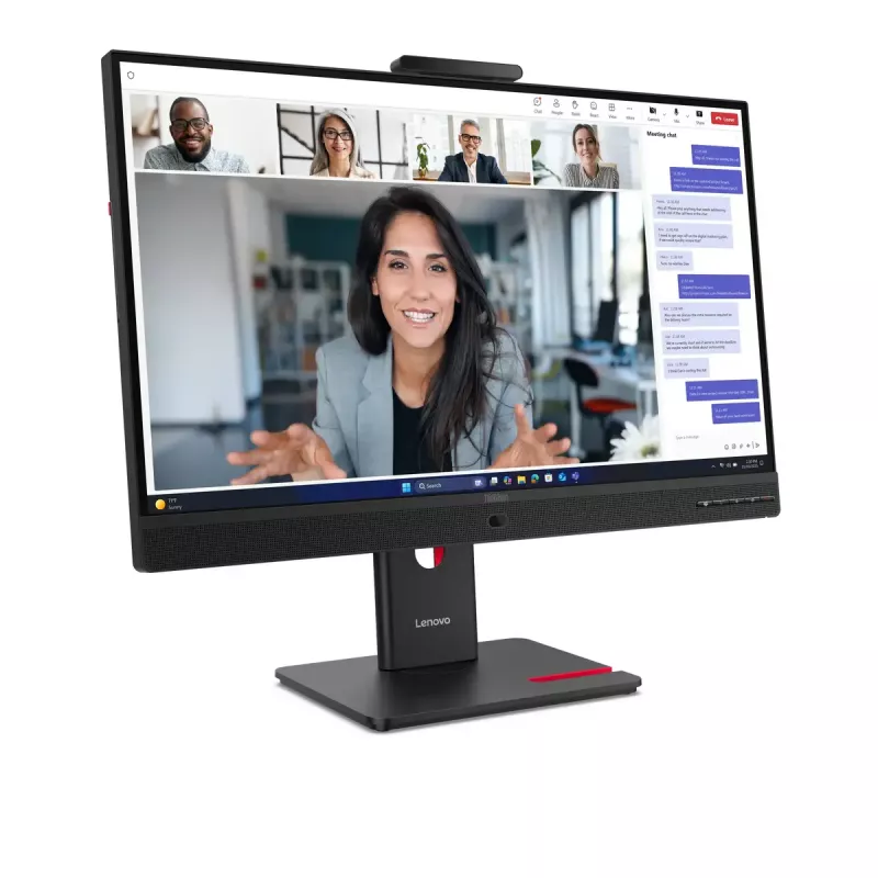 24 collu Lenovo ThinkVision T24-4v IPS LCD monitors, 1920×1080 Full HD, 6 ms, 250 cd/m², iebūvēti skaļruņi, USB centrmezgls, VESA, augstumā regulējams, melns