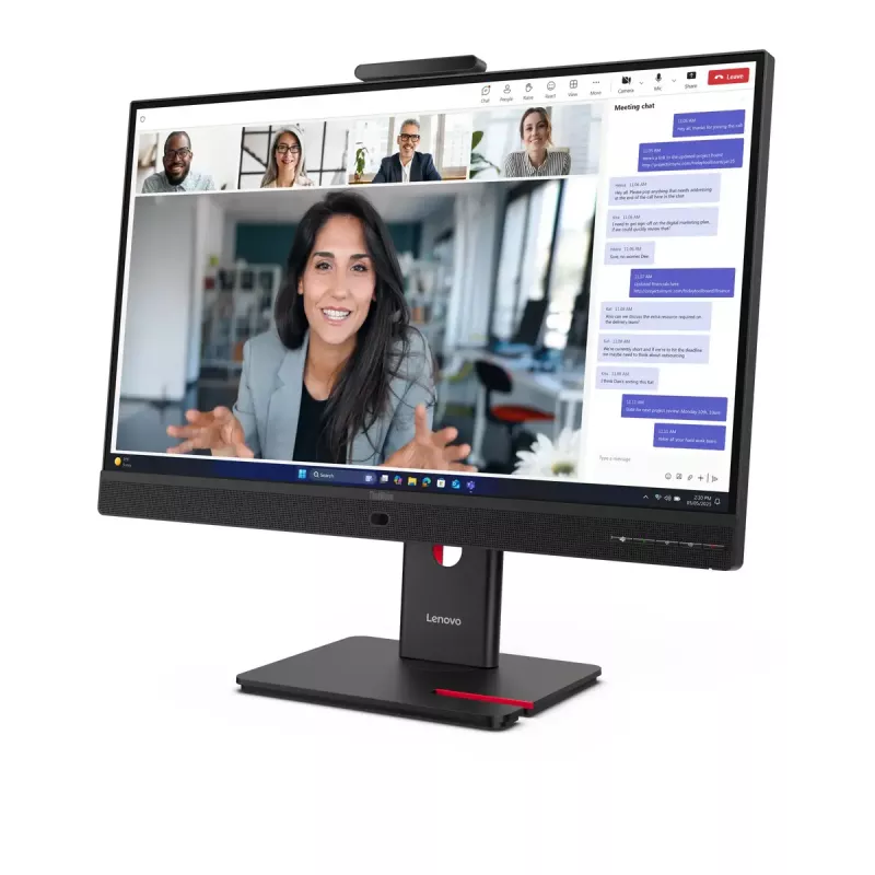 24 collu Lenovo ThinkVision T24-4v IPS LCD monitors, 1920×1080 Full HD, 6 ms, 250 cd/m², iebūvēti skaļruņi, USB centrmezgls, VESA, augstumā regulējams, melns