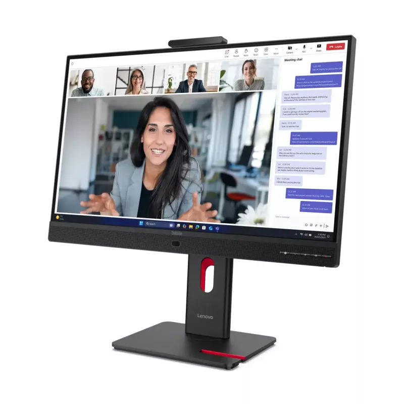 24 collu Lenovo ThinkVision T24-4v IPS LCD monitors, 1920×1080 Full HD, 6 ms, 250 cd/m², iebūvēti skaļruņi, USB centrmezgls, VESA, augstumā regulējams, melns