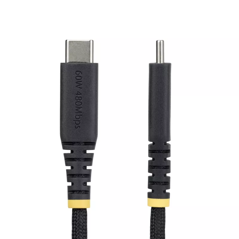 StarTech.com 15cm (6in) USB-C uzlādes kabelis, 60W (3A) PD, divslāņu pīts neilona/TPE apvalks, izturīgs USB C uzlādes vads, USB 2.0 klēpjdatora lādētāja kabelis
